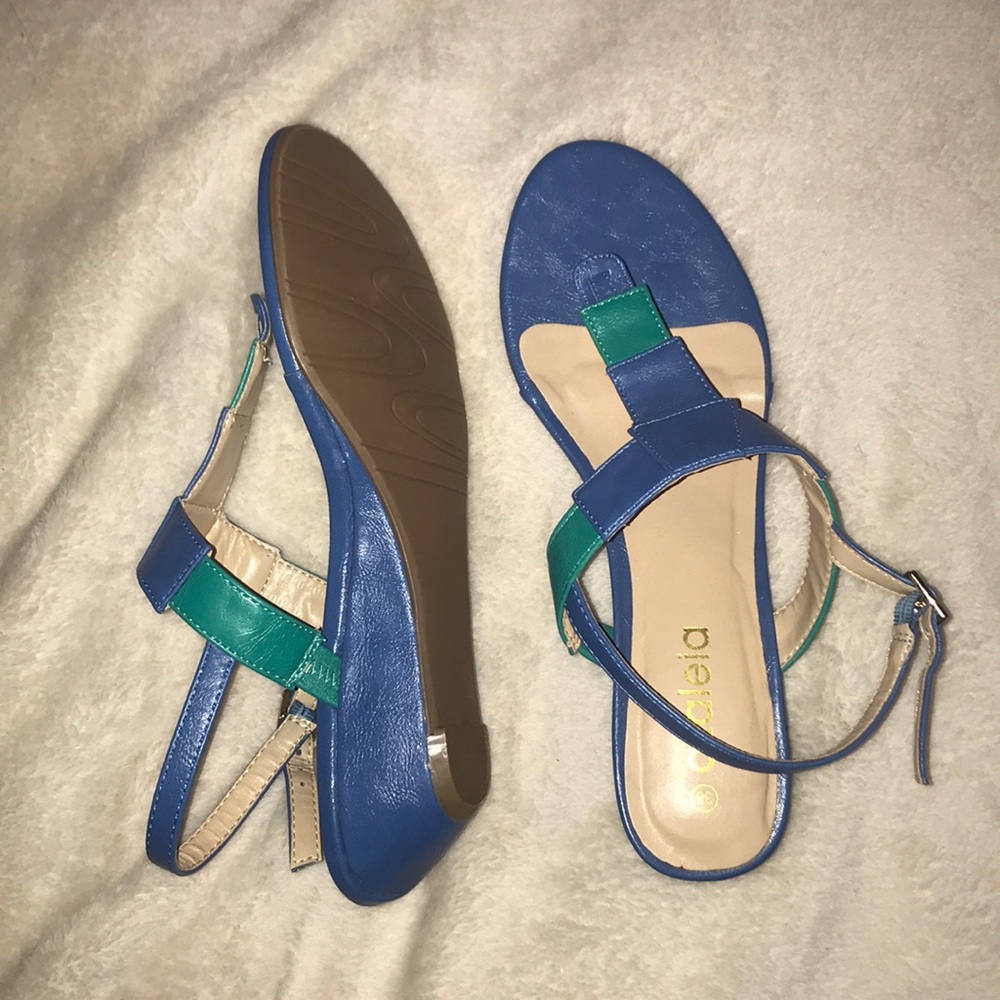Blue and Turquoise Wedge Sandals